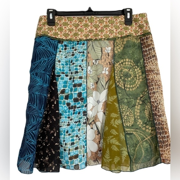 Tracy Evans Limited Vintage Patchwork Mixed Media Mini Skirt Size: 15 - Picture 1 of 9